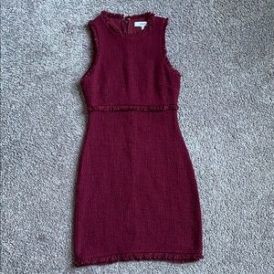 Tweed Burgundy Sleeveless Dress